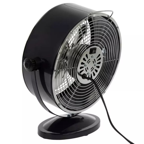 Retro Desk Fan With Metal Blades, Matte Black Finish - Picture 3 of 12